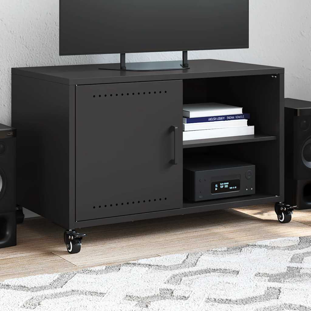 vidaXL TV Cabinet Black 68x39x43.5 cm Steel 1