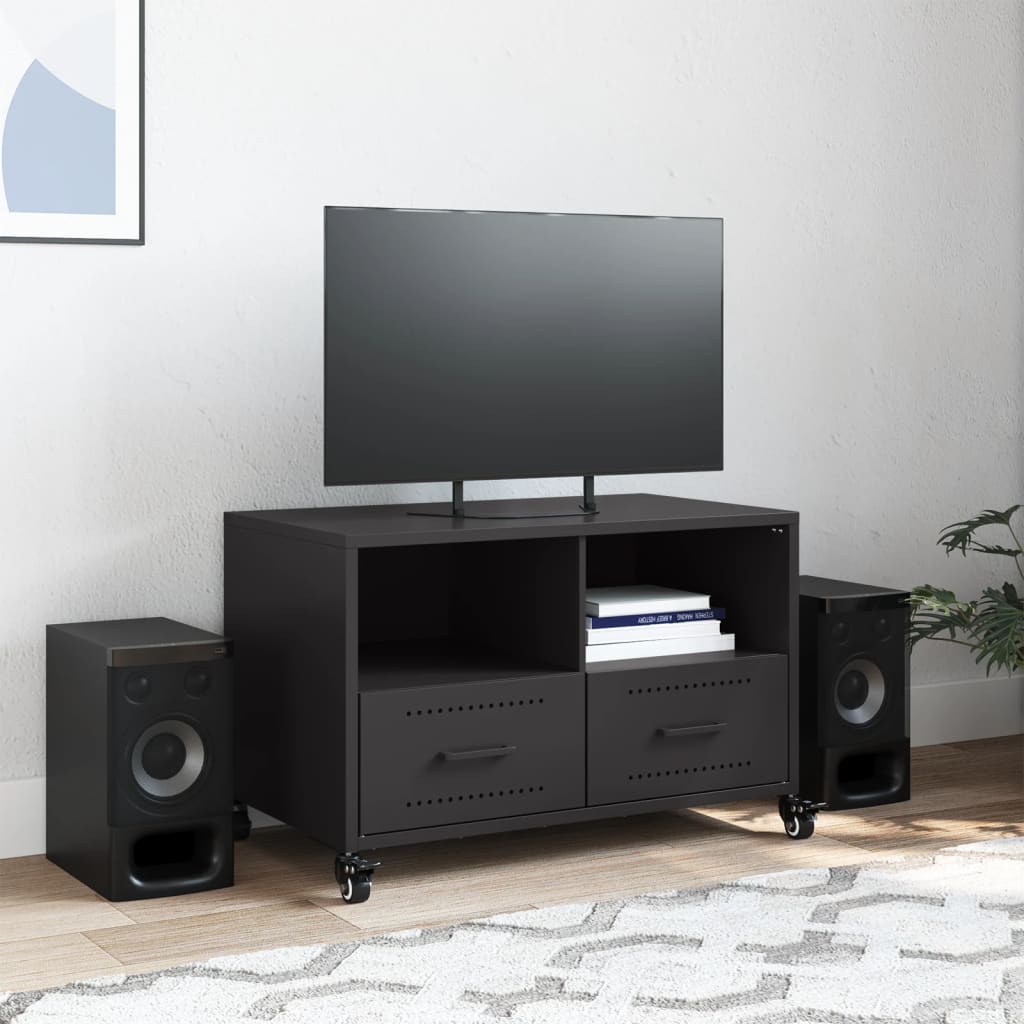 vidaXL TV Cabinet Black 68x39x43.5 cm Steel 3