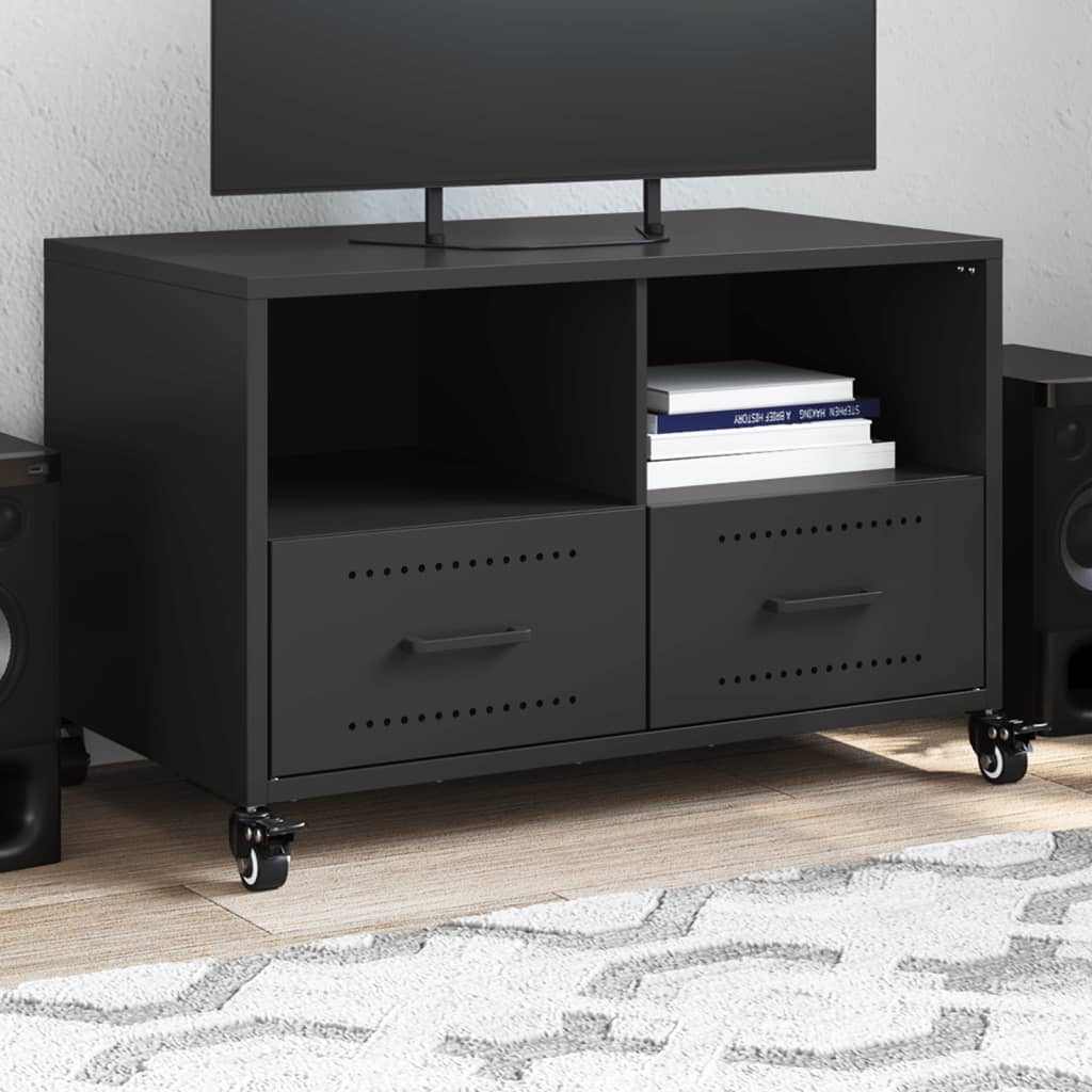 vidaXL TV Cabinet Black 68x39x43.5 cm Steel 1