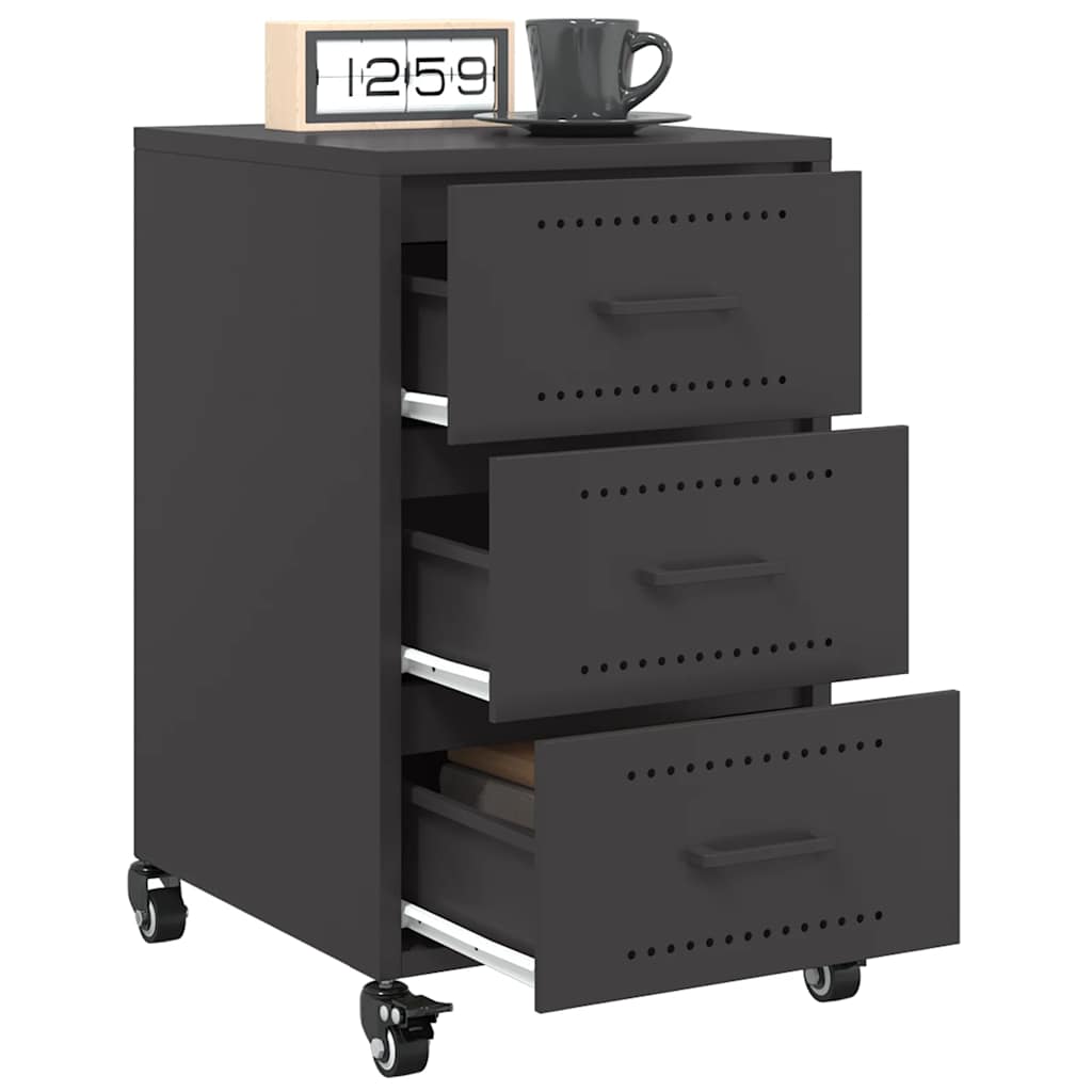 vidaXL Bedside Cabinet Black 36x39x59 cm Steel 5