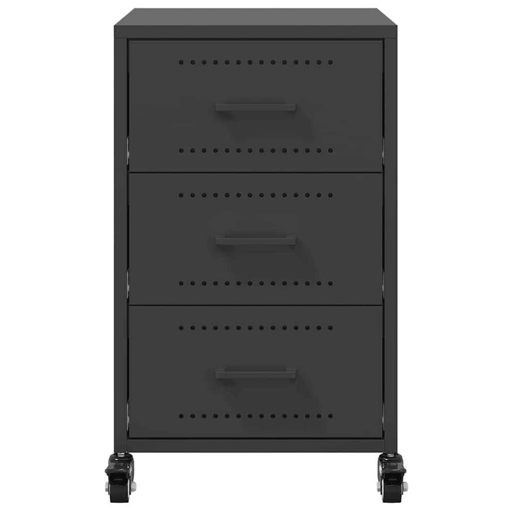 vidaXL Bedside Cabinet Black 36x39x59 cm Steel 6