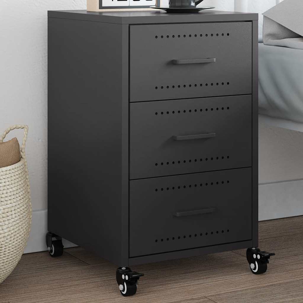 vidaXL Bedside Cabinet Black 36x39x59 cm Steel 1