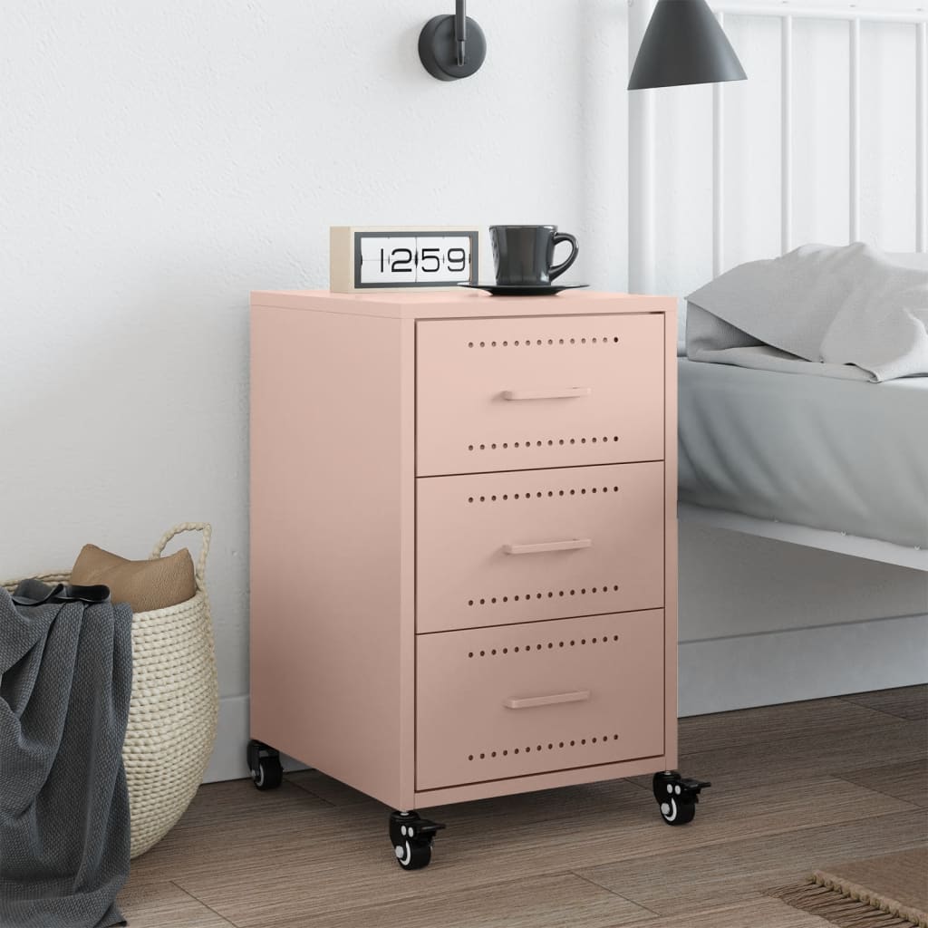 vidaXL Bedside Cabinet Pink 36x39x59 cm Steel 3