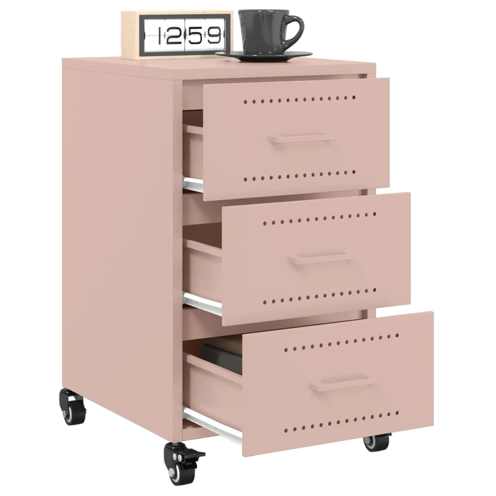 vidaXL Bedside Cabinet Pink 36x39x59 cm Steel 5