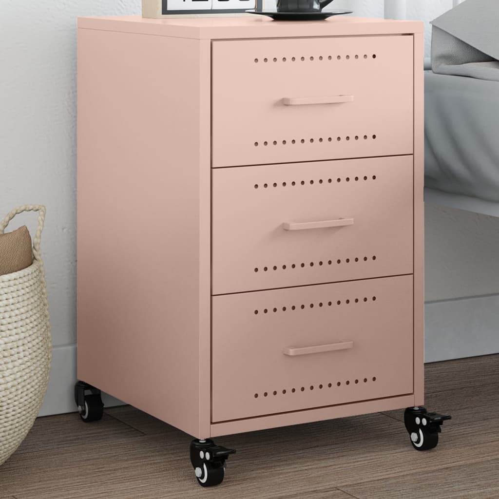 vidaXL Bedside Cabinet Pink 36x39x59 cm Steel 1