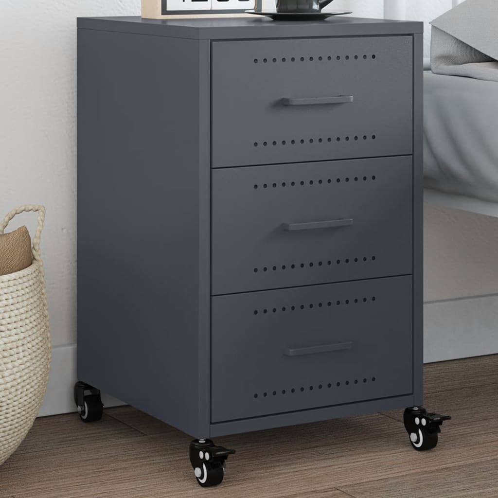 vidaXL Bedside Cabinet Anthracite 36x39x59 cm Steel 1