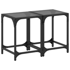vidaXL Coffee Tables with Black Glass Top 2 pcs 30x30x40 cm Steel 2