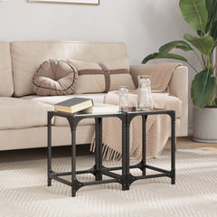 vidaXL Coffee Tables with Black Glass Top 2 pcs 30x30x40 cm Steel 3
