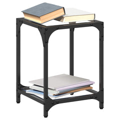 vidaXL Coffee Tables with Transparent Glass Top 2 pcs 30x30x40 cm Steel 1