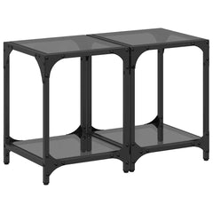 Coffee Tables with Top Steel 2 Black glass 30 cm 30 cm