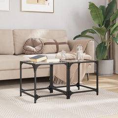 vidaXL Coffee Tables with Transparent Glass Top 2 pcs 40x40x40 cm Steel 3