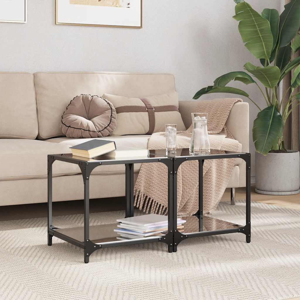 vidaXL Coffee Tables with Top Steel 2