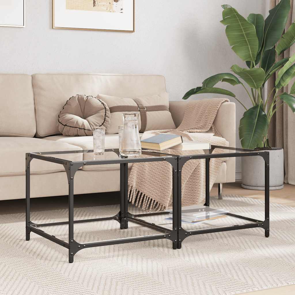 vidaXL Coffee Tables with Top Steel 2