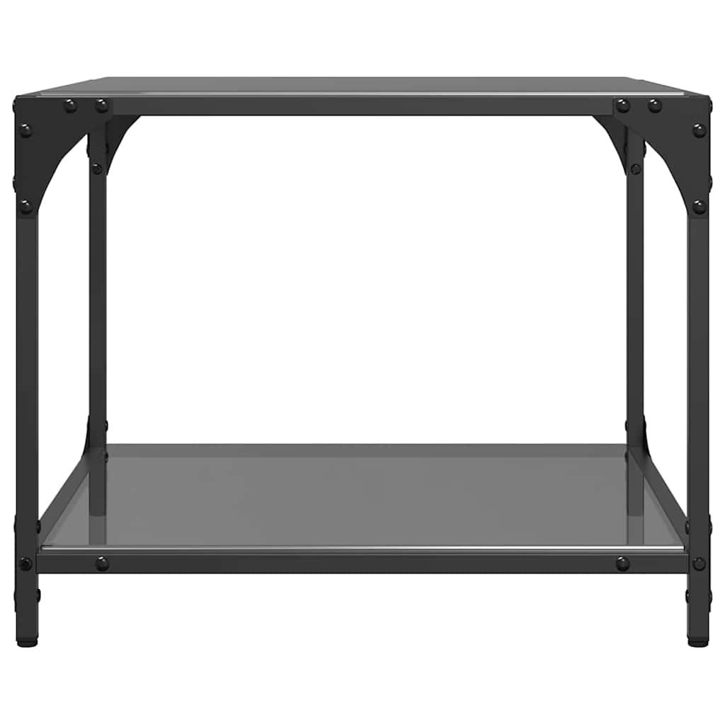 vidaXL Coffee Tables with Black Glass Top 2 pcs 50x50x40 cm Steel 5