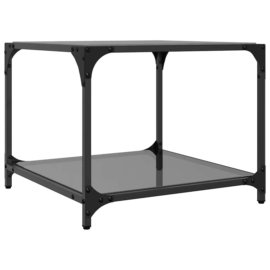 vidaXL Coffee Tables with Black Glass Top 2 pcs 50x50x40 cm Steel 6