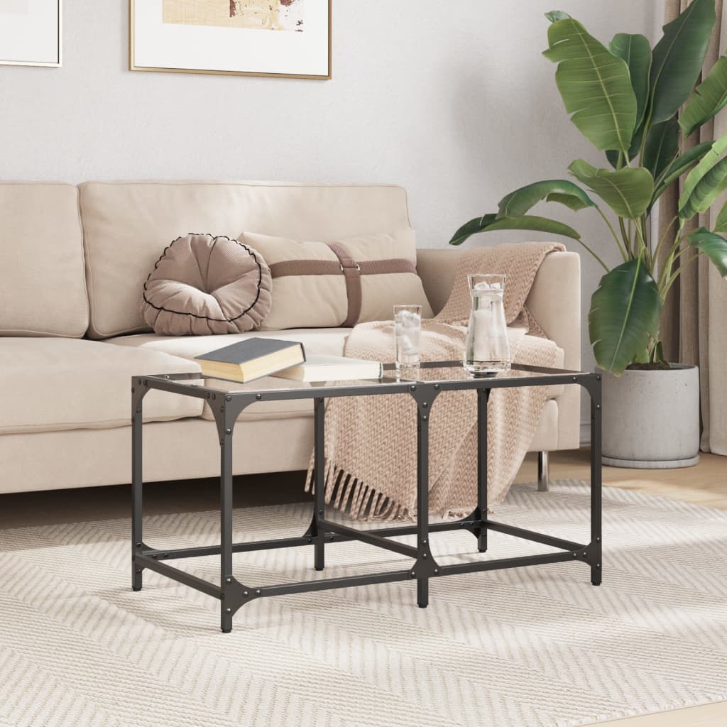 vidaXL Coffee Table with Transparent Glass Top 78.5x40x40 cm Steel 1