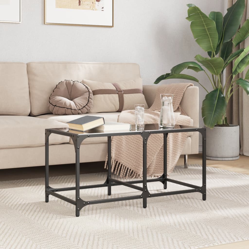 vidaXL Coffee Table with Black Glass Top 78.5x40x40 cm Steel 1
