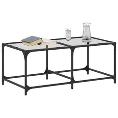 vidaXL Coffee Table with Transparent Glass Top 98.5x50x40 cm Steel 3