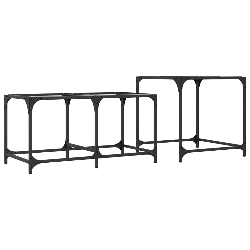 Nesting Coffee Tables 2 pcs with Glass Top Steel Transparent