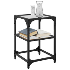 vidaXL Coffee Tables with Transparent Glass Top 2 pcs 30x30x45 cm Steel 3