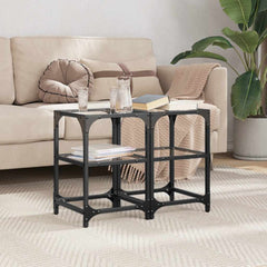 vidaXL Coffee Tables with Transparent Glass Top 2 pcs 30x30x45 cm Steel 1