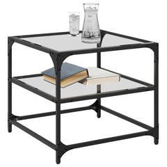 vidaXL Coffee Tables with Transparent Glass Top 2 pcs 50x50x45 cm Steel 3