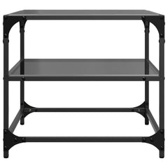 vidaXL Coffee Tables with Black Glass Top 2 pcs 50x50x45 cm Steel 5
