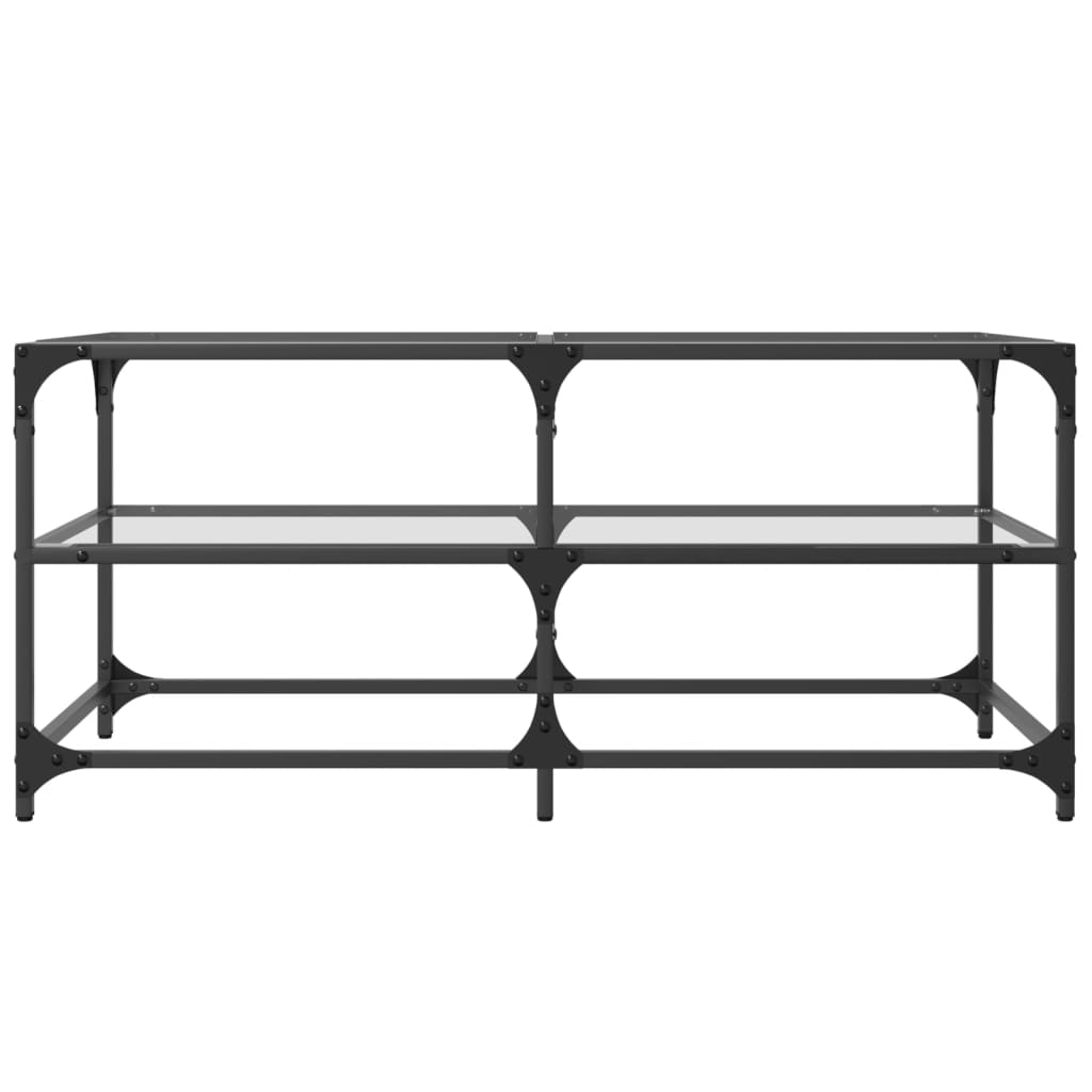 vidaXL Coffee Table with Transparent Glass Top 98.5x50x45 cm Steel 4