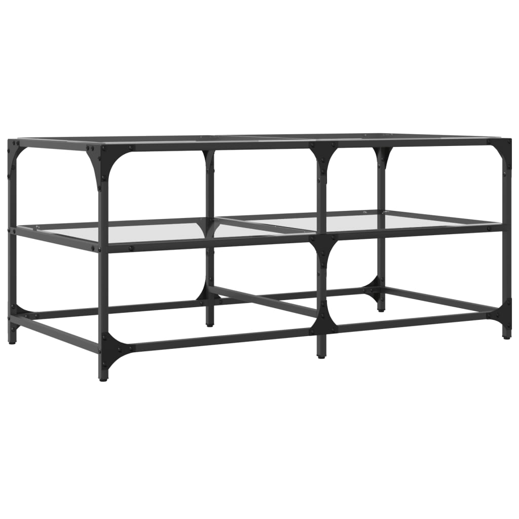 vidaXL Coffee Table with Transparent Glass Top 98.5x50x45 cm Steel 6