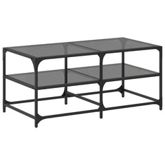 vidaXL Coffee Table with Black Glass Top 98.5x50x45 cm Steel 2