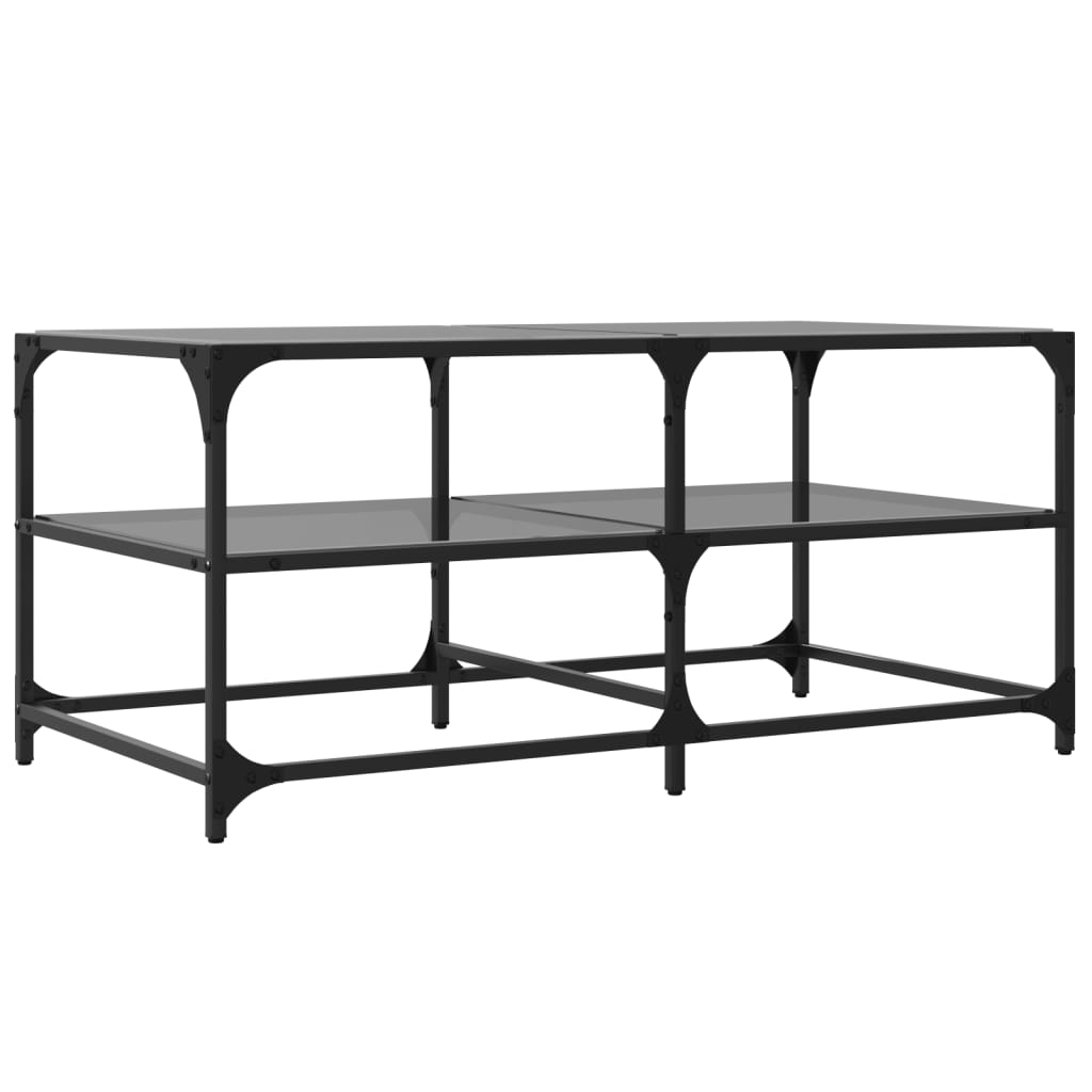 vidaXL Coffee Table with Black Glass Top 98.5x50x45 cm Steel 6