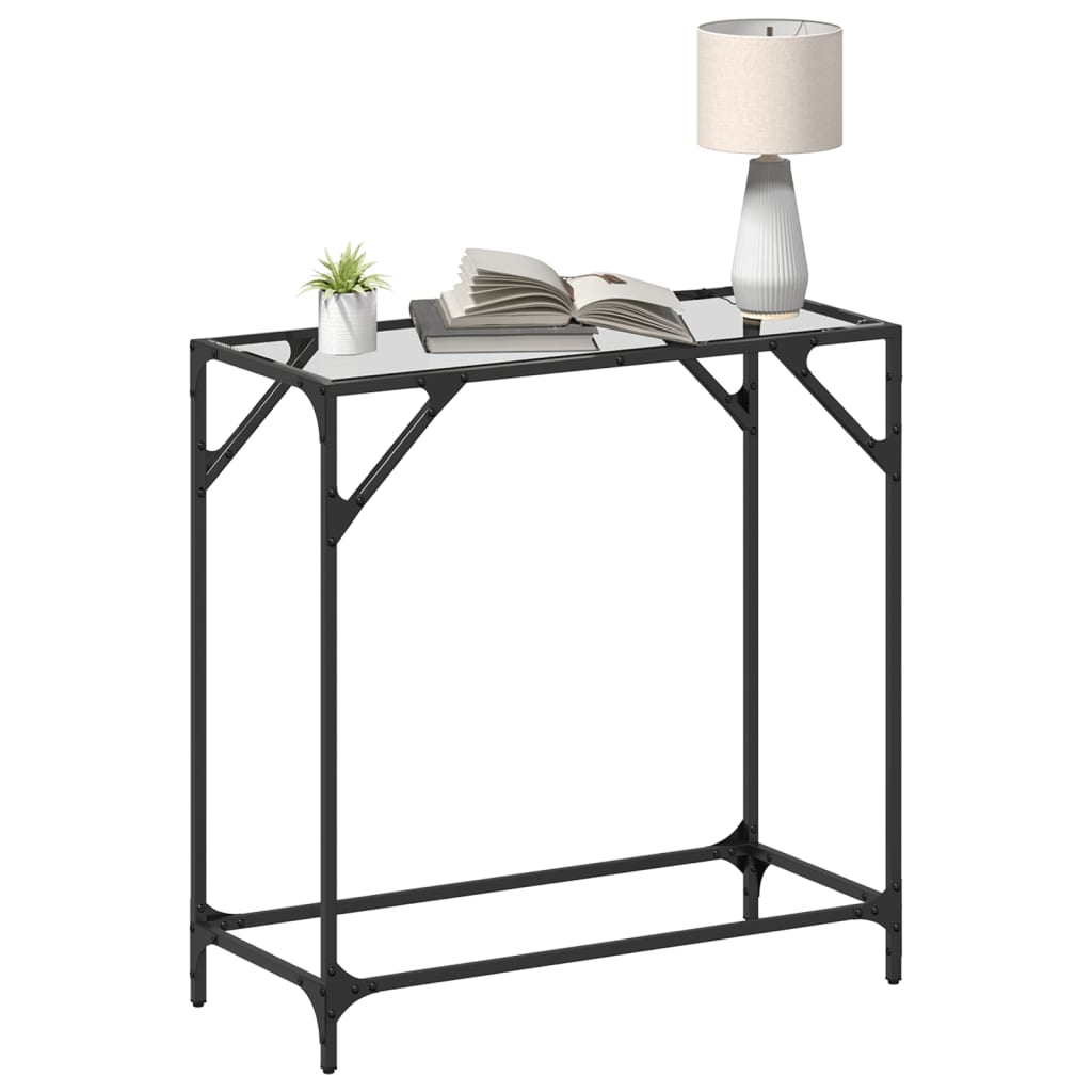 vidaXL Console Table with Transparent Glass Top 80x35x81 cm Steel 3