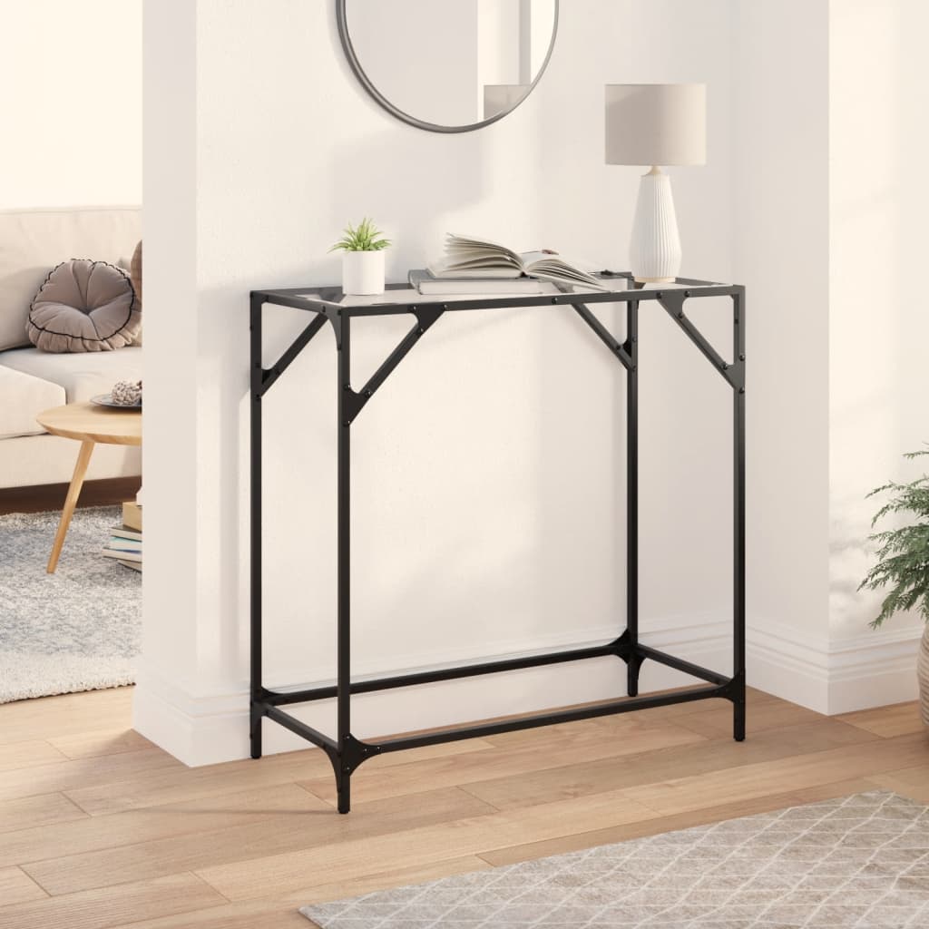 vidaXL Console Table with Transparent Glass Top 80x35x81 cm Steel 1
