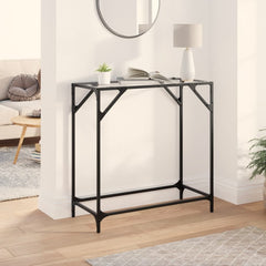 vidaXL Console Table with Transparent Glass Top 80x35x81 cm Steel 1