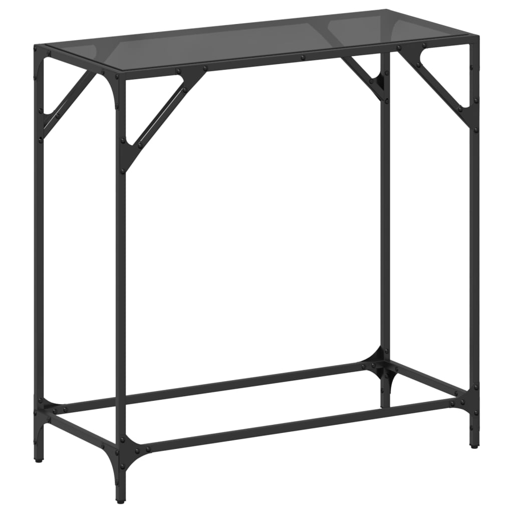 vidaXL Console Table with Black Glass Top 80x35x81 cm Steel 1