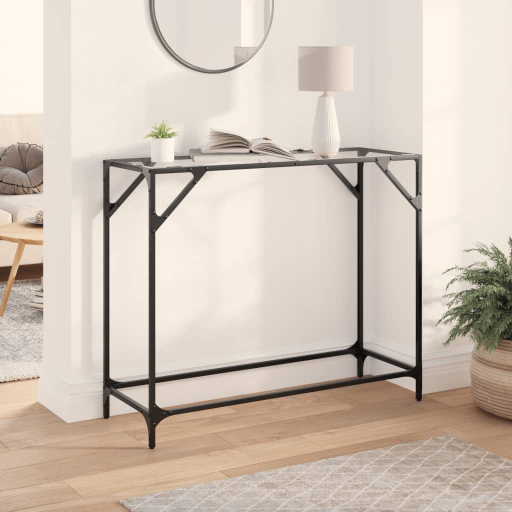 vidaXL Console Table with Transparent Glass Top 98x35x81 cm Steel 1