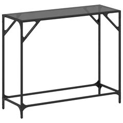 vidaXL Console Table with Black Glass Top 98x35x81 cm Steel 2