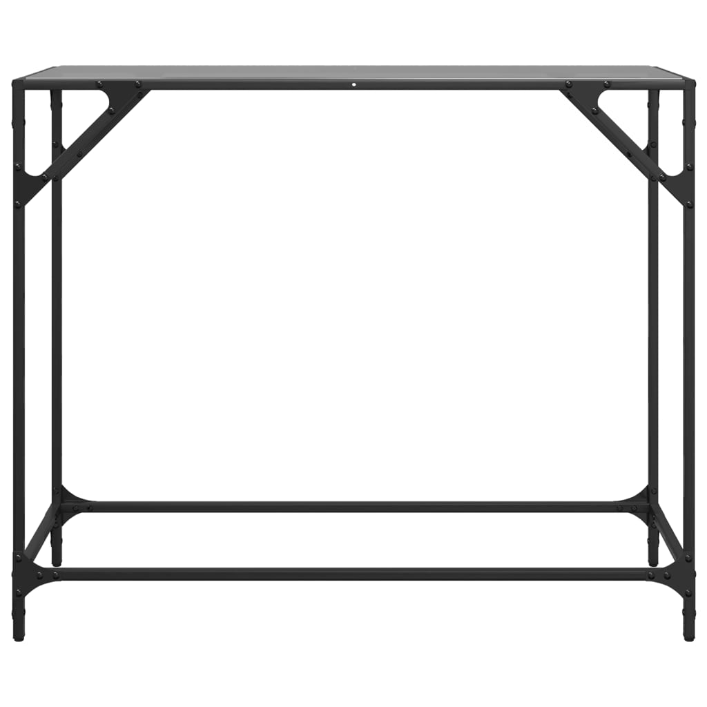vidaXL Console Table with Black Glass Top 98x35x81 cm Steel 4
