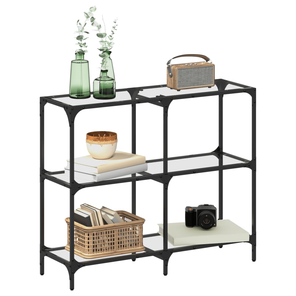 vidaXL Console Table with Transparent Glass Top 98x30x81 cm Steel 3