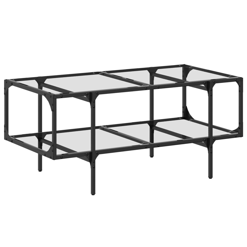 vidaXL Coffee Table with Transparent Glass Top 98.5x50x45 cm Steel 2