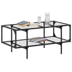vidaXL Coffee Table with Transparent Glass Top 98.5x50x45 cm Steel 3