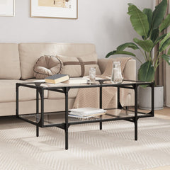 vidaXL Coffee Table with Transparent Glass Top 98.5x50x45 cm Steel 1