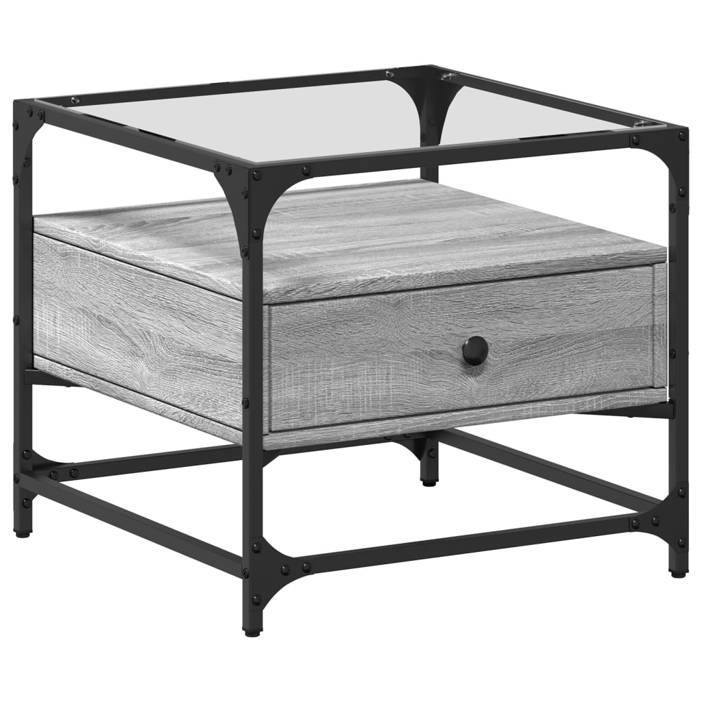 Coffee Table with Glass Top Steel