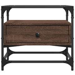vidaXL Coffee Table with Glass Top Brown Oak 50x50x45 cm Steel 4