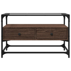 vidaXL TV Cabinet with Glass Top Brown Oak 80x35x51 cm Engineered Wood 4