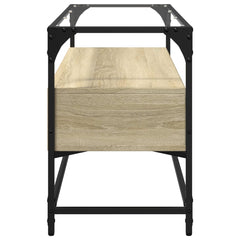 vidaXL TV Cabinet with Glass Top Sonoma Oak 98x35x51 cm Engineered Wood 5