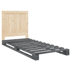 Bed Frame without Mattress Solid Wood Pine Grey 90 x 200 cm with plain headboard