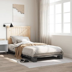Bed Frame without Mattress Solid Wood Pine Grey 100 x 200 cm with triangle headboard