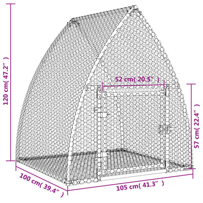 Rabbit Cage Silver 100x105x120 cm Galvanised Steel