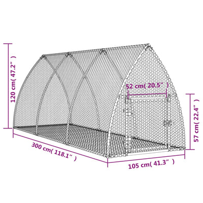 Rabbit Cage Silver 300x105x120 cm Galvanised Steel